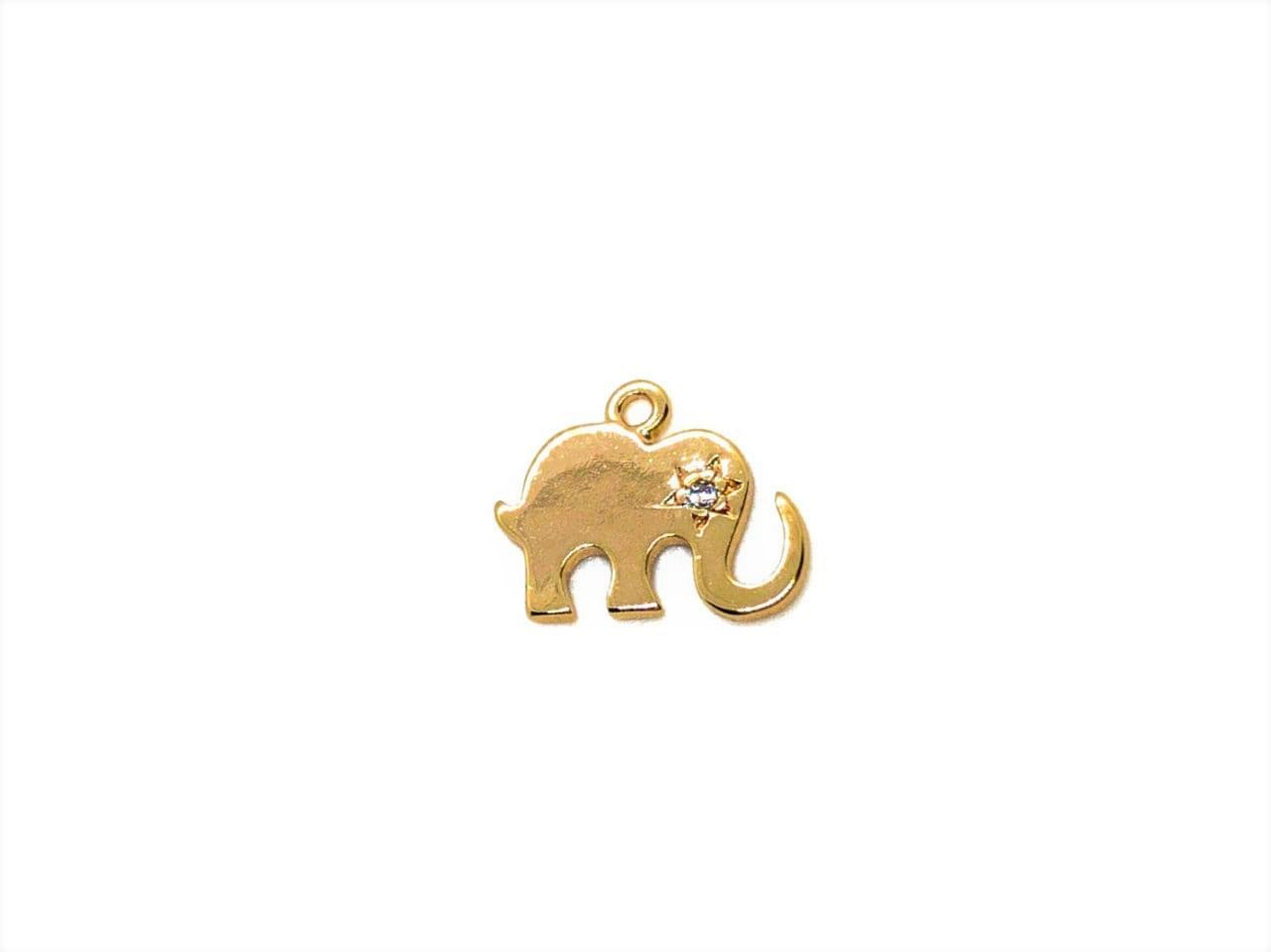 Подвеска Слон с фианитом цвет золото размер 8*10мм Золотой