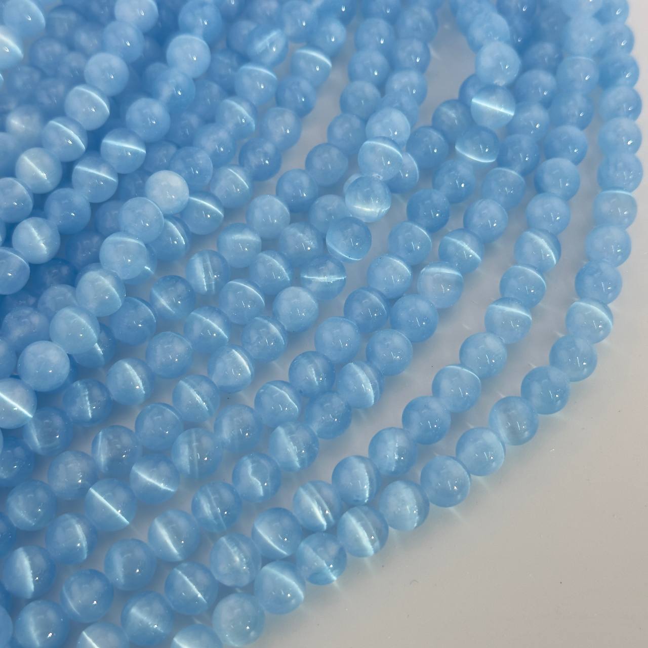 Бусины Селенит цвет синий размер 6мм 8мм 10мм натуральный камень