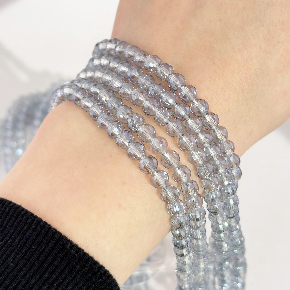 Бусины стеклянные размер 6мм цвет серо-голубой